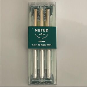 **FINAL PRICE** Noted by Post-it® 3 Felt Tip Black Pens w/ Silver Barrel